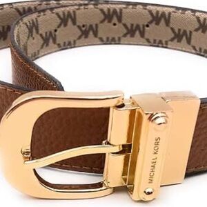Michael Kors Tan Leather Belt with Gold Buckle